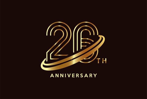Golden 26 year anniversary celebration logo design inspiration