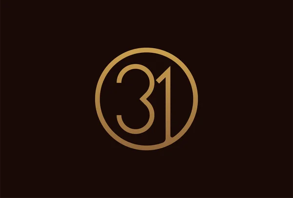 31周年記念ロゴ 中番号付きゴールドラインサークル ゴールデンナンバーデザインテンプレート ベクターイラスト — ストックベクタ