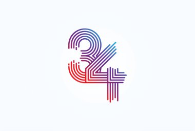 Soyut 34 numara logosu, 34 numara monogram tarzı, yıldönümü, iş ve teknoloji logoları, düz tasarım logo şablonu, vektör çizimi için kullanılabilir.