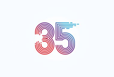 Soyut 35 Numara Logosu, 35 numara monogram tarzı, yıldönümü, iş ve teknoloji logoları, düz tasarım logo şablonu, vektör çizimi için kullanılabilir