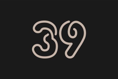 39 numaralı logo, 39 numaralı logo çizgisi tarzı, yıldönümü ve iş logoları için kullanılabilir, düz tasarım logo şablonu, vektör çizimi