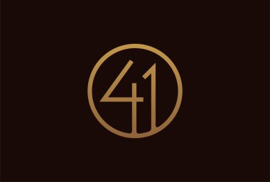 41 yıl dönümü logosu, içinde sayı olan altın çizgi çemberi, altın sayı dizayn şablonu, vektör illüstrasyonu