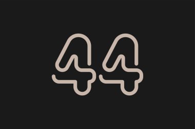 44 numaralı logo, 44 numaralı logo çizgisi tarzı, yıldönümü ve iş logoları için kullanılabilir, düz tasarım logo şablonu, vektör çizimi