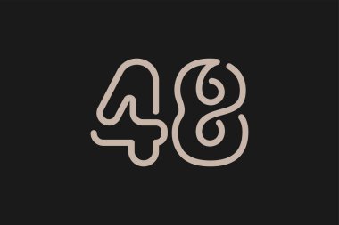 48 numaralı logo, 48 numaralı logo çizgisi tarzı, yıldönümü ve iş logoları için kullanılabilir, düz tasarım logo şablonu, vektör çizimi