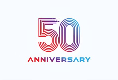 Soyut 50 Numara Logosu, 50 numara monogram tarzı, yıldönümü, iş ve teknoloji logoları, düz tasarım logo şablonu, vektör çizimi için kullanılabilir
