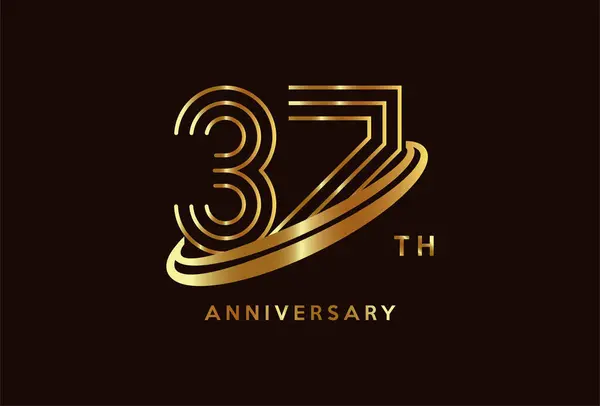 Golden Year Anniversary Celebration Logo Design Inspiration — Stock Vector