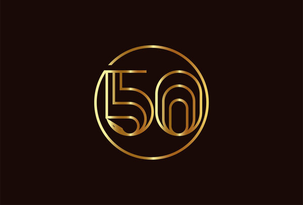  Abstract Number 50 Gold Logo, Number 50 monogram line style can be used for birthday and business logo templates, flat design logo, vector illustration