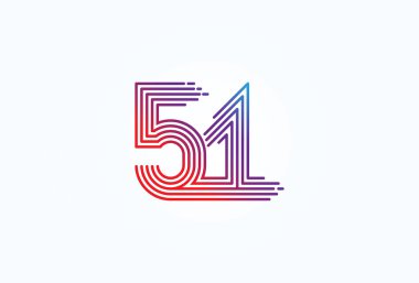 Soyut 51 Numara Logosu, 51 numara monogram tarzı, yıldönümü, iş ve teknoloji logoları, düz tasarım logo şablonu, vektör çizimi için kullanılabilir