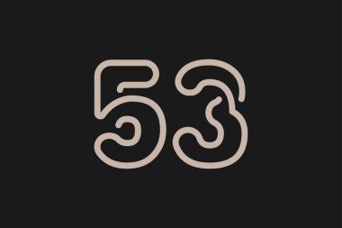 53 numaralı logo, 53 numaralı logo çizgisi tarzı, yıldönümü ve iş logoları için kullanılabilir, düz tasarım logo şablonu, vektör çizimi