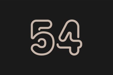 54 numaralı logo, 54 numaralı logo çizgisi tarzı, yıldönümü ve iş logoları için kullanılabilir, düz tasarım logo şablonu, vektör çizimi