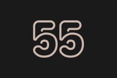 55 numaralı logo, 55 numaralı logo çizgisi tarzı, yıldönümü ve iş logoları için kullanılabilir, düz tasarım logo şablonu, vektör çizimi