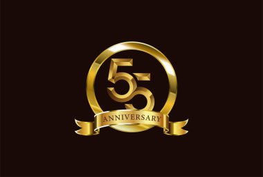55 'inci yıl dönümü kutlaması logosu. Altın daire tarzında.