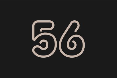 56 numaralı logo, 56 numaralı logo çizgisi tarzı, yıldönümü ve iş logoları için kullanılabilir, düz tasarım logo şablonu, vektör çizimi
