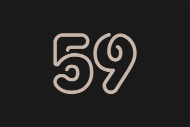 59 numaralı logo, 59 numaralı logo çizgisi tarzı, yıldönümü ve iş logoları için kullanılabilir, düz tasarım logo şablonu, vektör çizimi.