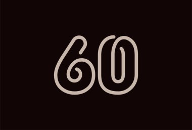 60 Numara Logo, Monogram 60 numara logo tarzı, yıldönümü ve iş logoları için kullanılabilir, düz tasarım logo şablonu, vektör çizimi