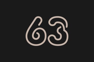 63 numaralı logo, 63 numaralı logo tarzı, yıldönümü ve iş logoları için kullanılabilir, düz tasarım logo şablonu, vektör çizimi