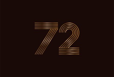 Soyut 72 Numara Logosu, Altın 72 numara monogram tarzı, yıldönümü ve iş logoları için kullanılabilir, düz tasarım logo şablonu, vektör ilülasyonu