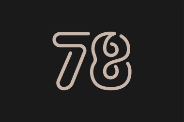 78 numaralı logo, 78 numaralı logo çizgisi tarzı, yıldönümü ve iş logoları için kullanılabilir, düz tasarım logo şablonu, vektör çizimi.
