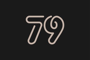 79 numaralı logo, 79 numaralı logo tarzı, yıldönümü ve iş logoları için kullanılabilir, düz tasarım logo şablonu, vektör çizimi.