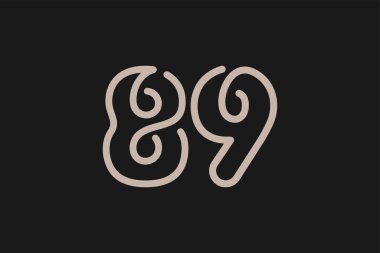 89 Numara Logo, Monogram 89 numara logo tarzı, yıldönümü ve iş logoları için kullanılabilir, düz tasarım logo şablonu, vektör çizimi.