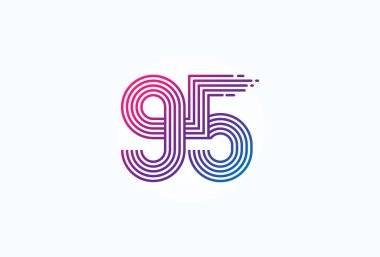 Soyut 95 Numara Logosu, 95 numara monogram tarzı, yıldönümü, iş ve teknoloji logoları, düz tasarım logo şablonu, vektör çizimi için kullanılabilir.