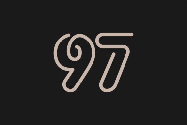 97 numara logo, Monogram 97 numara logo tarzı, yıldönümü ve iş logoları için kullanılabilir, düz tasarım logo şablonu, vektör çizimi