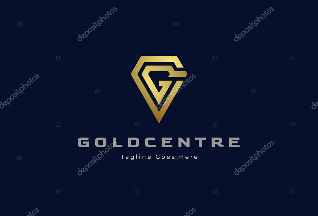 Initial GC or CG diamond Logo design. letter GC with diamond combination in gold color. usable for Jewelry and company logos. vector illustration