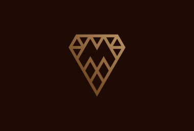 Elmas Mücevher logosu. M harfi ve elmas kombinasyonu. Marka ve iş logoları için kullanılabilir. düz tasarım logo şablonu elemanı. vektör illüstrasyonu