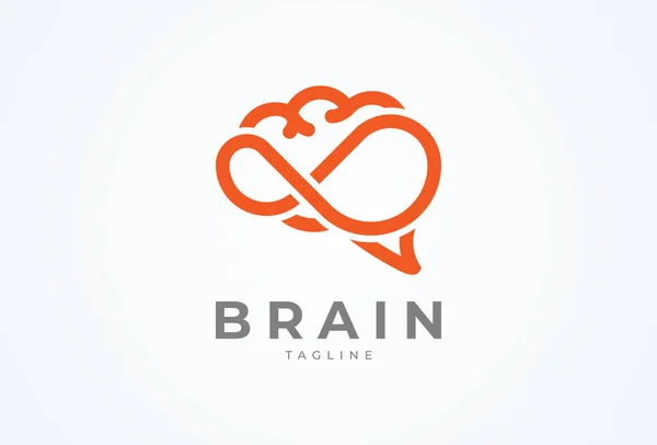Beyin logosu, sonsuz kombinasyonlu beyin, düz tasarım logo şablonu, vektör illüstrasyonu