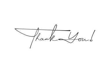 Sağ ol Metin Harfleme El Yazısı Biçimi Beyaz arkaplan üzerinde izole edilmiş, Tebrik Kartı şablon eklentisi, vektör çizimi