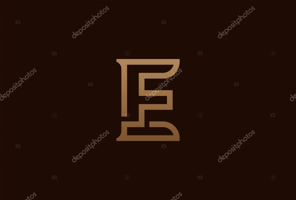 Initial EF or FE logo, monogram logo design combination of letters E and F in gold color, usable for brand and business logos, flat design logo template element, vector illustration