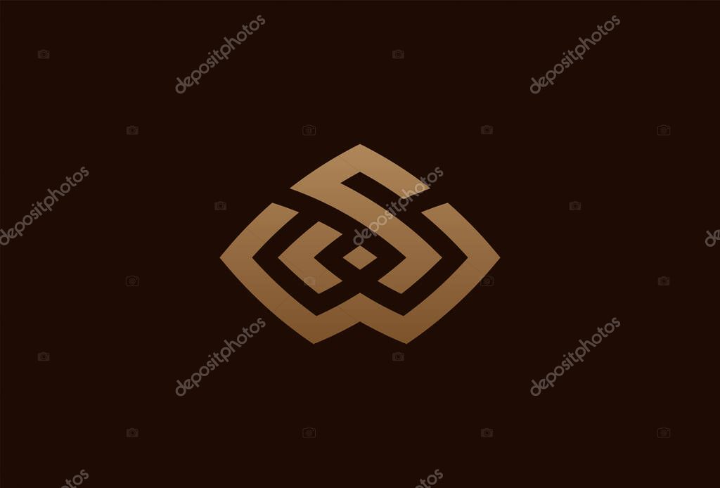 Initial SW or WS logo, monogram logo design combination of letters S and W in gold color, usable for brand and business logos, flat design logo template element,vector illustration