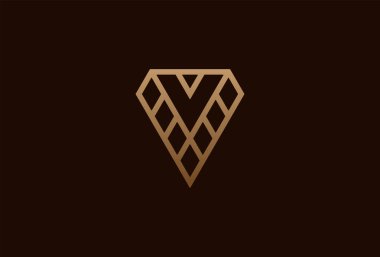 İlk V Diamond logosu. V harfi elmas kombinasyonlu. Marka ve iş logoları için kullanılabilir. düz tasarım logo şablonu elemanı. vektör illüstrasyonu