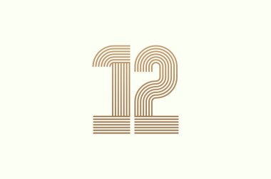 12 numaralı logo. 12 numaralı logo çok satırlı stil. İş logoları ve yıldönümü için kullanılabilir. Düz tasarım logo şablonu. vektör illüstrasyonu