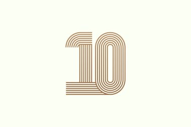 10 numaralı logo. 10 numaralı logo çok satırlı stil. İş logoları ve yıldönümü için kullanılabilir. Düz tasarım logo şablonu. vektör illüstrasyonu