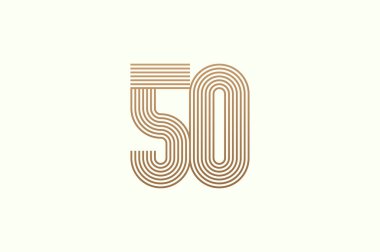50 numaralı logo. Monogram Numara 50, çok satırlı logo tarzı. İş logoları ve yıldönümü için kullanılabilir. Düz tasarım logo şablonu. vektör illüstrasyonu