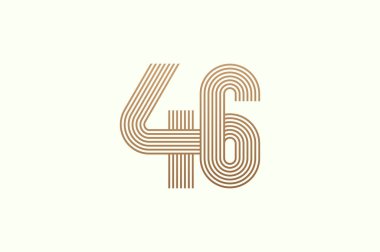 46 numaralı logo. Monogram 46 numara çok satırlı logo. İş logoları ve yıldönümü için kullanılabilir. Düz tasarım logo şablonu. vektör illüstrasyonu
