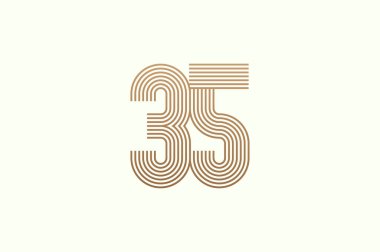 35 numaralı logo. Monogram Numara 35, çok satırlı logo tarzı. İş logoları ve yıldönümü için kullanılabilir. Düz tasarım logo şablonu. vektör illüstrasyonu