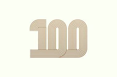 100 numaralı logo. 100 numaralı logo çok satırlı stil. İş logoları ve yıldönümü için kullanılabilir. Düz tasarım logo şablonu. vektör illüstrasyonu