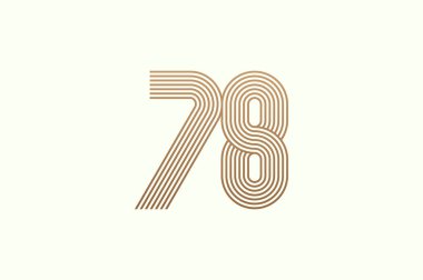 78 numaralı logo. Monogram Numarası 78, çok satırlı logo. İş logoları ve yıldönümü için kullanılabilir. Düz tasarım logo şablonu. vektör illüstrasyonu