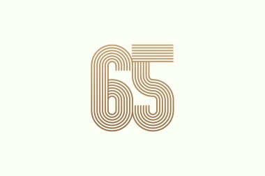 65 numaralı logo. 65 numaralı logo çok satırlı stil. İş logoları ve yıldönümü için kullanılabilir. Düz tasarım logo şablonu. vektör illüstrasyonu