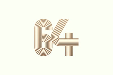 64 numaralı logo. 64 numaralı logo çok satırlı stil. İş logoları ve yıldönümü için kullanılabilir. Düz tasarım logo şablonu. vektör illüstrasyonu
