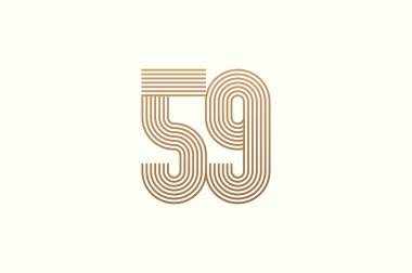 59 numaralı logo. 59 numaralı logo çok satırlı stil. İş logoları ve yıldönümü için kullanılabilir. Düz tasarım logo şablonu. vektör illüstrasyonu