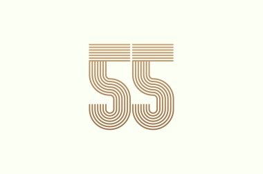 55 numaralı logo. 55 numaralı logo çok satırlı stil. İş logoları ve yıldönümü için kullanılabilir. Düz tasarım logo şablonu. vektör illüstrasyonu