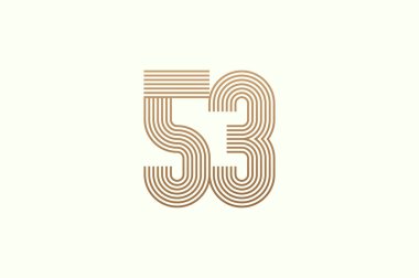 53 numaralı logo. 53 numaralı logo çok satırlı stil. İş logoları ve yıldönümü için kullanılabilir. Düz tasarım logo şablonu. vektör illüstrasyonu