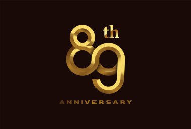 89. Yıl dönümü kutlaması logosu, 89. Sonsuzluk simgesi oluşturma, doğum günü ve iş logosu şablonları, vektör ilülasyonu için kullanılabilir.
