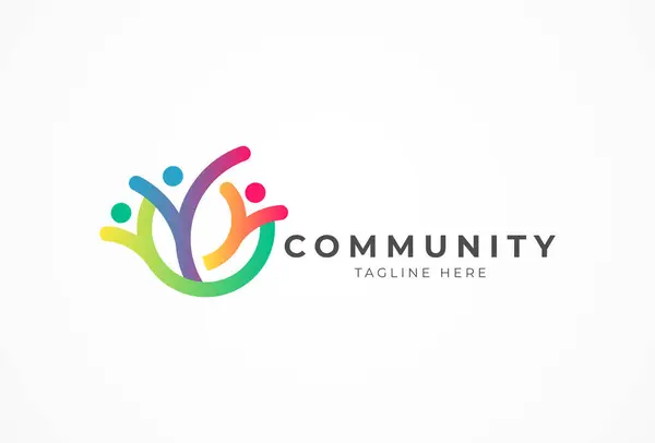 People logo tasarımı, Community human Logo tasarım şablon unsuru, vektör illüstrasyonu