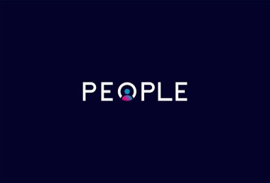 People Logo, O harfi, insanların simge kombinasyonu metin insanları logosu, vektör illüstrasyonu