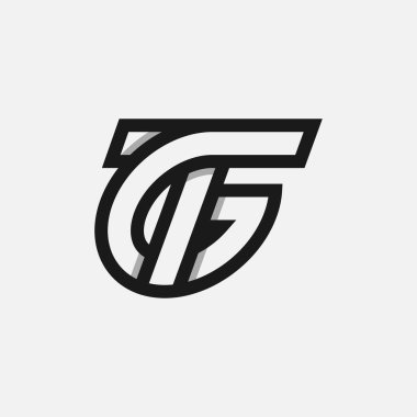 Harf GT ya da TG Logosu, T kombinasyonlu Monogram Logo harfi G, tasarım logo şablonu ögesi, vektör illüstrasyonu