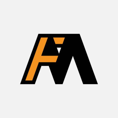 Harf FM veya MF Logosu, M kombinasyonlu Monogram Logosu F harfi, tasarım logo şablonu ögesi, vektör illüstrasyonu